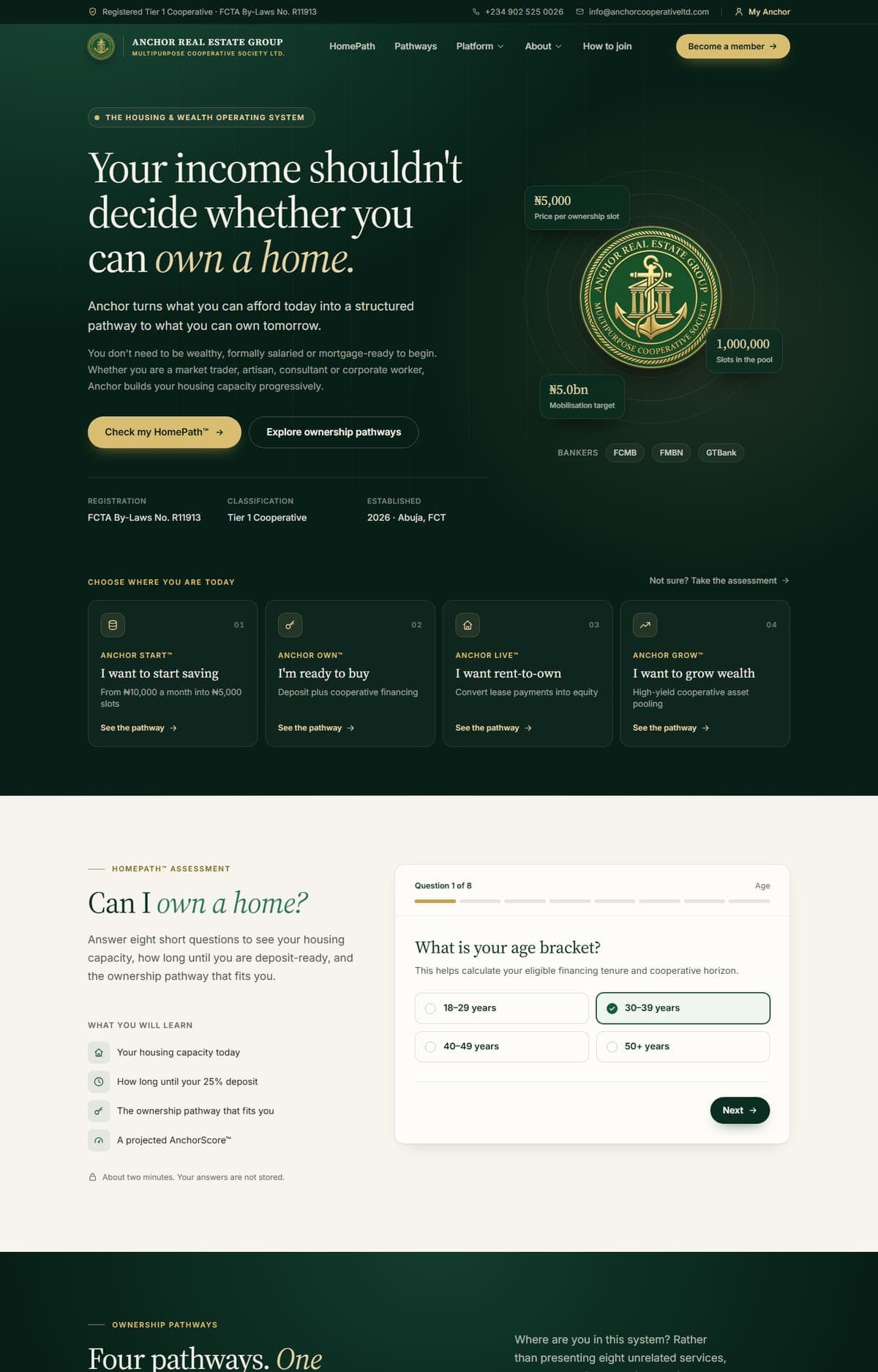 Screenshot of the Anchor Real Estate Group website