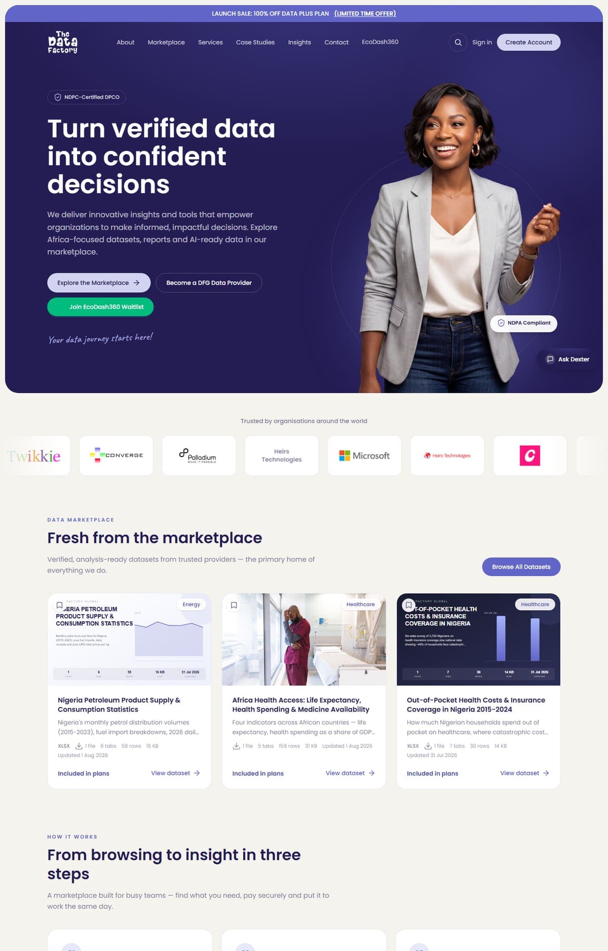 Screenshot of the The Data Factory Global website