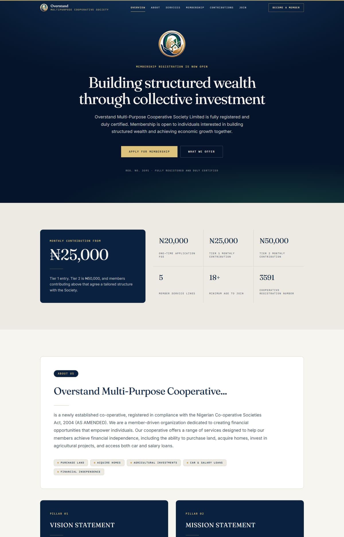 Screenshot of the Overstand Cooperative website